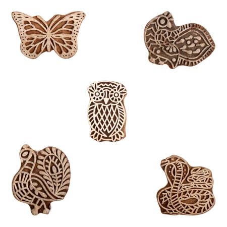 Set of 5 Piece New Mix Wooden Printing Block